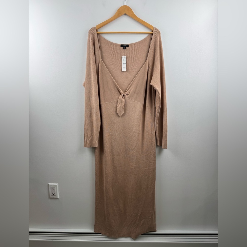 NWT J Crew Women Ribbed Tie-Front Ballet Style Sweater Dress Size 2X
